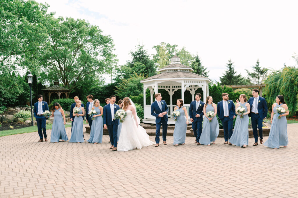 The Conservatory at the Sussex County Fairgrounds wedding with pale blue and white decor. Renee Ash photography
