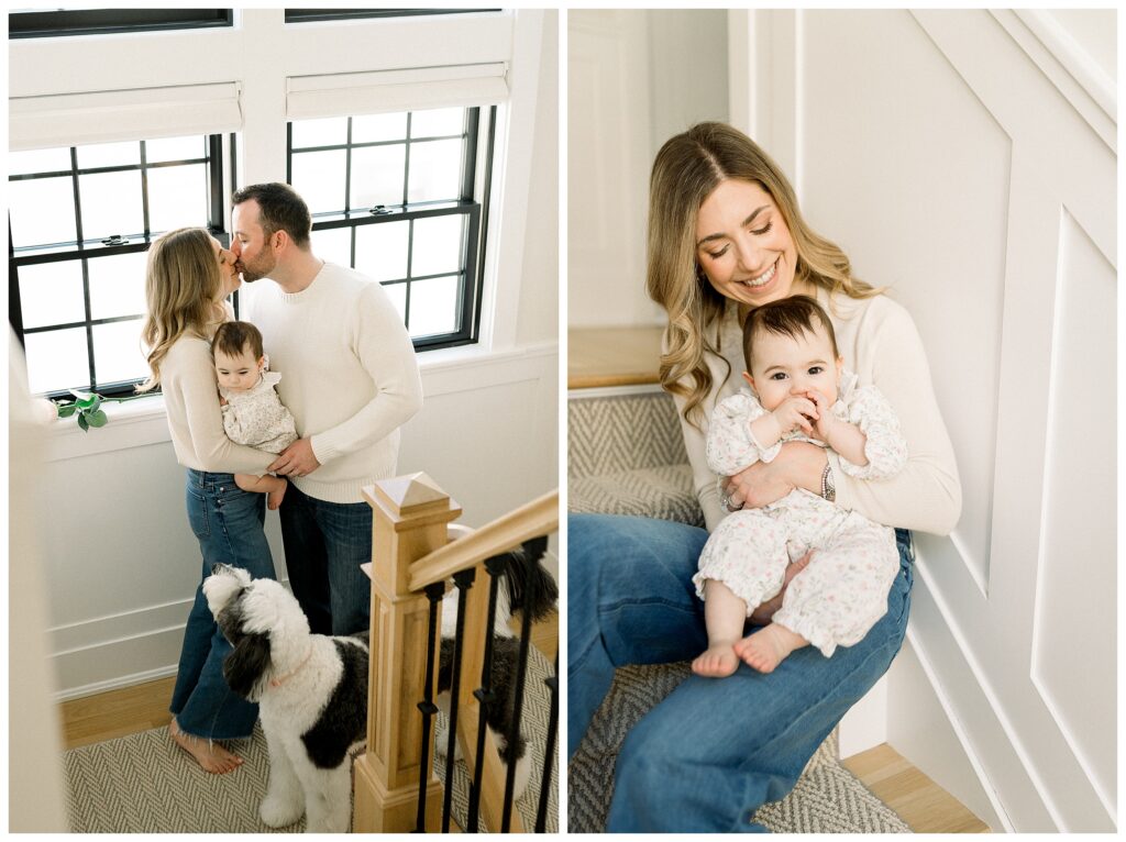 Family dog included in Madison NJ in-home first birthday session