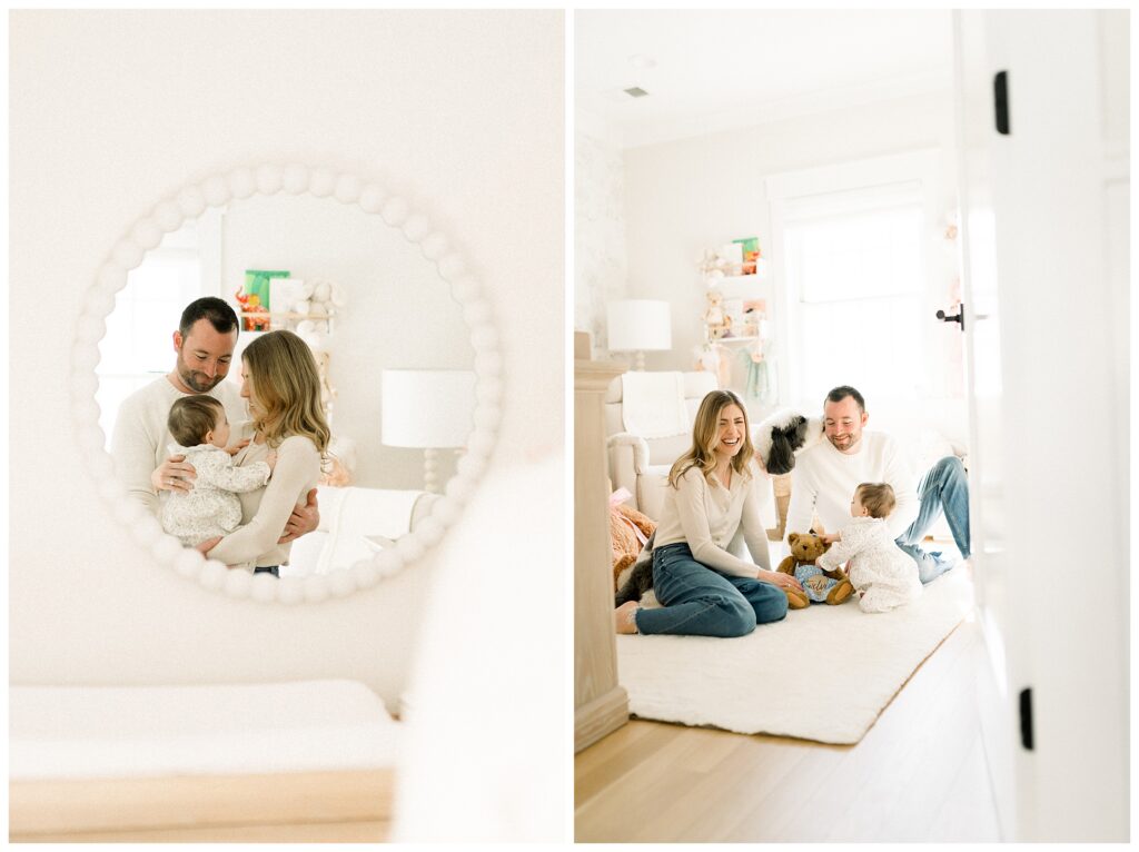 Cozy storytelling moment during baby’s first birthday lifestyle session