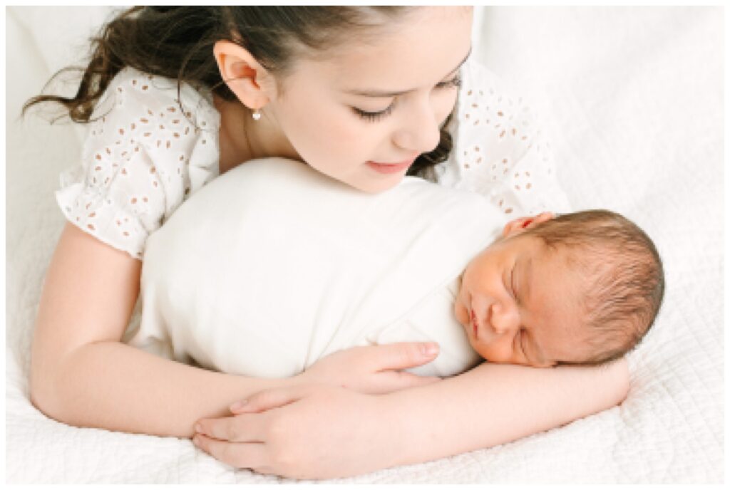 Mother and children photographer for mothers day in north new jersey Newborn Photography in North New Jersey | Natural Family Studio Session with Siblings white and blue wardrobe minimal simple styling