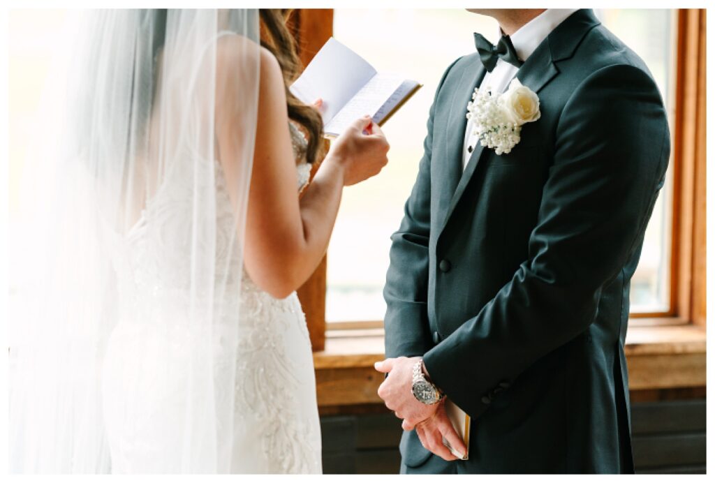 Private Vows indoors at the red Tail Lodge : Wedding at Mountain Creek Resort Venue Photographer Renee Ash Photography