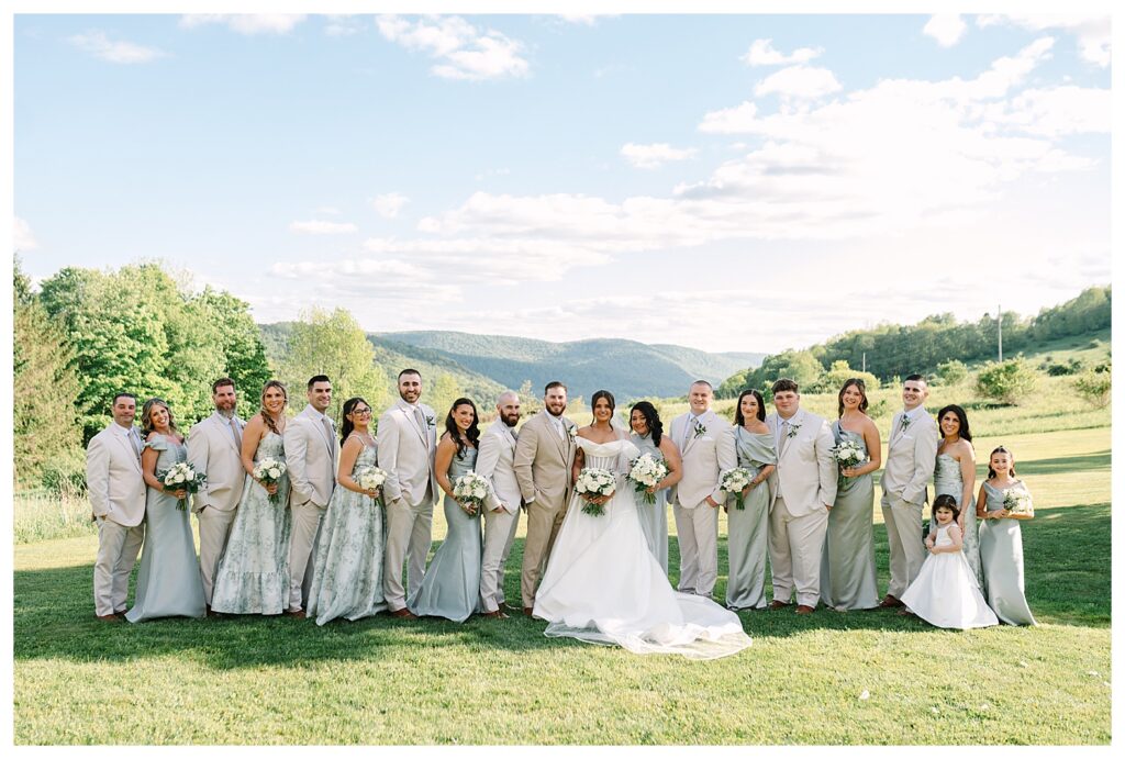 wedding party with a mountain view  catskills ny wedding photographer: Stonewall Estate Catskills NY | Mountain-View Wedding Weekend