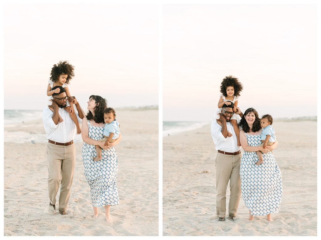 Interracial family photography at the beach in new jersey